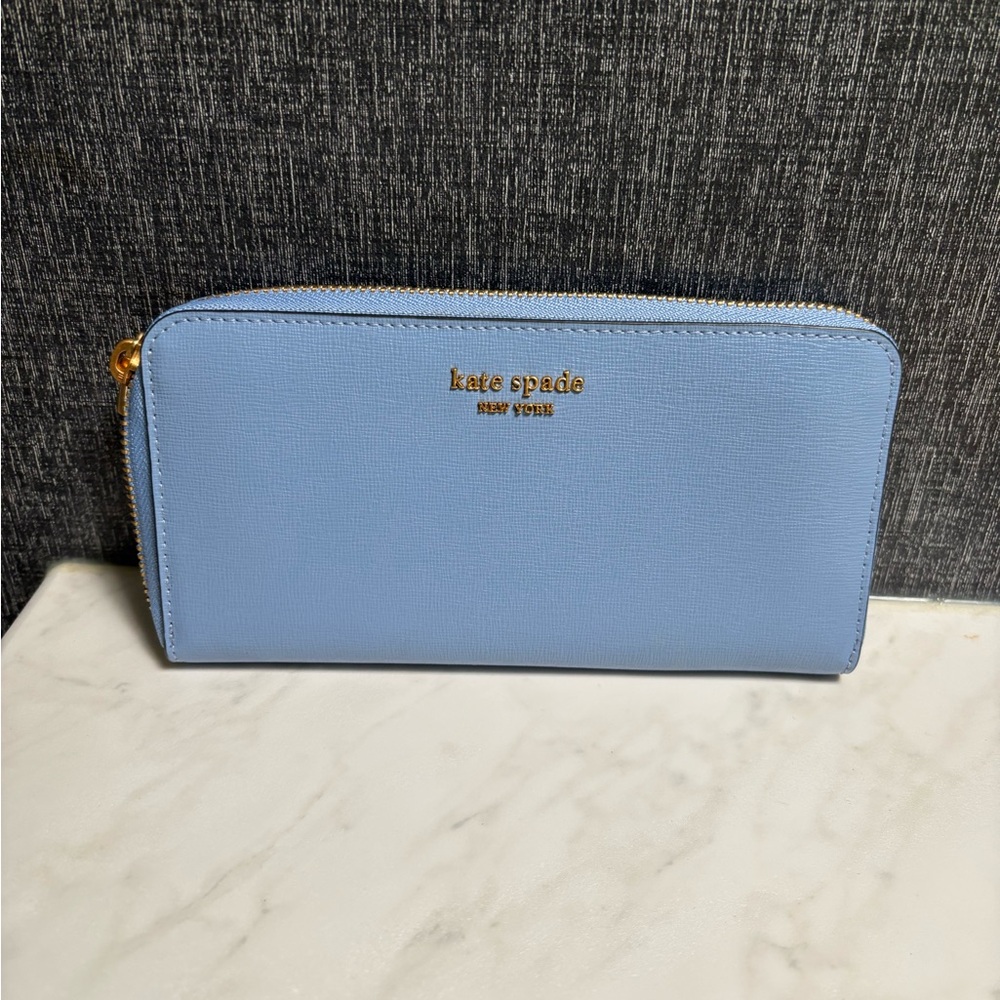 Kate Spade Light Blue Zip-Around Wallet